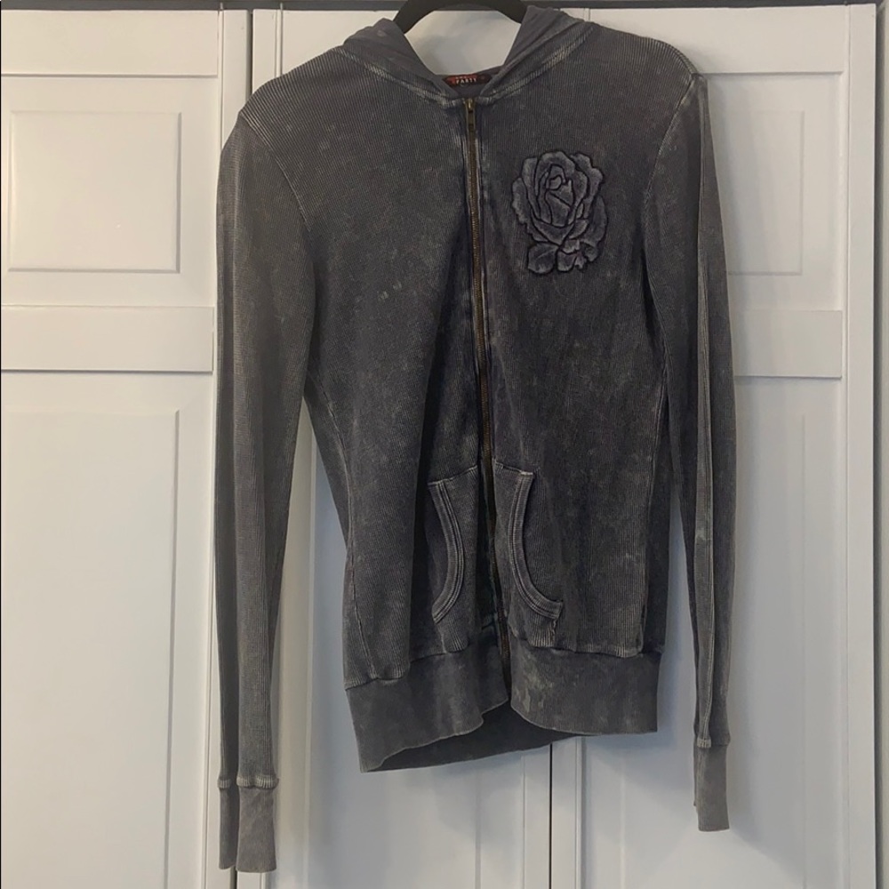 Zip Up Distressed Hoodie-XL